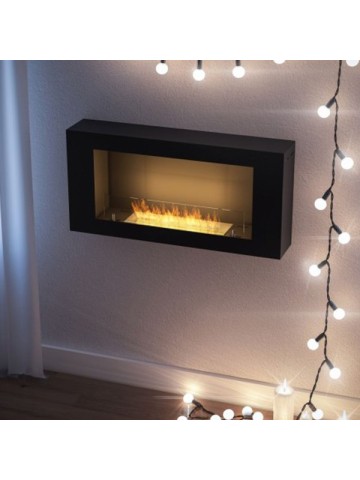 BLACKBOX - Matt black wall-mounted bio-fireplace Bioethanol fireplace