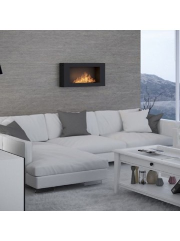 BLACKBOX - Matt black wall-mounted bio-fireplace Bioethanol fireplace