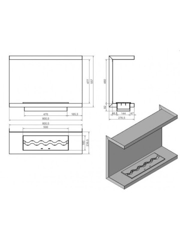 Biocamino trifacciale IZZAK 800 a bioetanolo da incasso