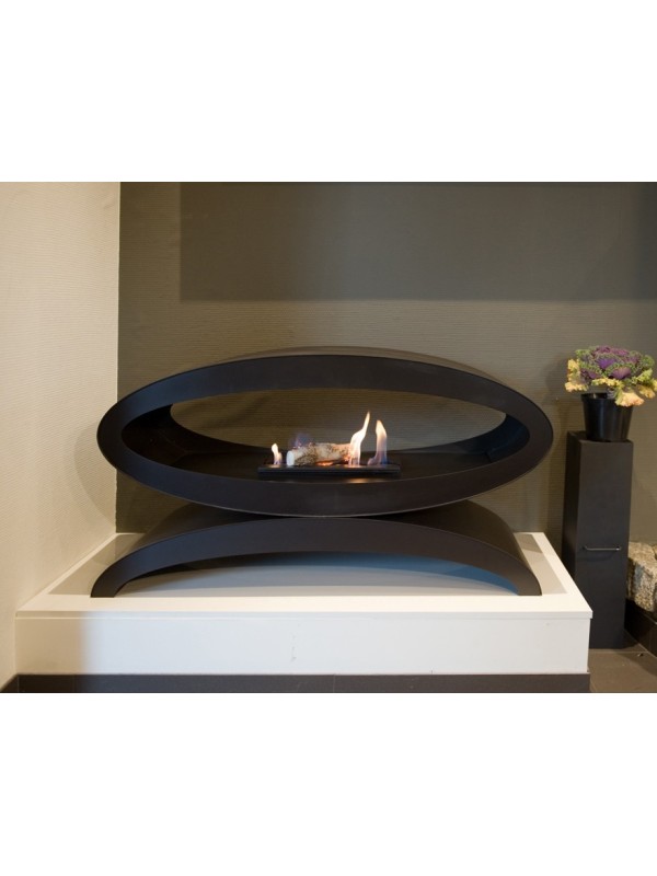MERU Black Freestanding Floor BioFireplace with Standing Bioethanol