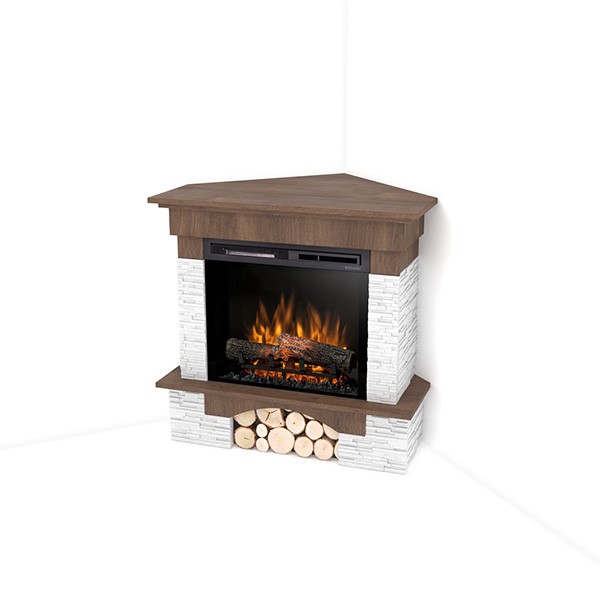 Caminetto Elettrico Angolare A Libera Installazione Mod. PORTO - Rovere - 23" - 91 x 89 x 76,5