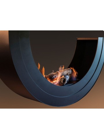 ERTA TUBE 3/4 - Aufgehängter rotierender Bio-Kamin in mattschwarzer Farbe